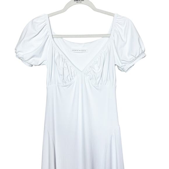 Susana Monaco Sugar White Puff Sleeve Shoulder High Low Wedding Midi Dress Small - Picture 5 of 9